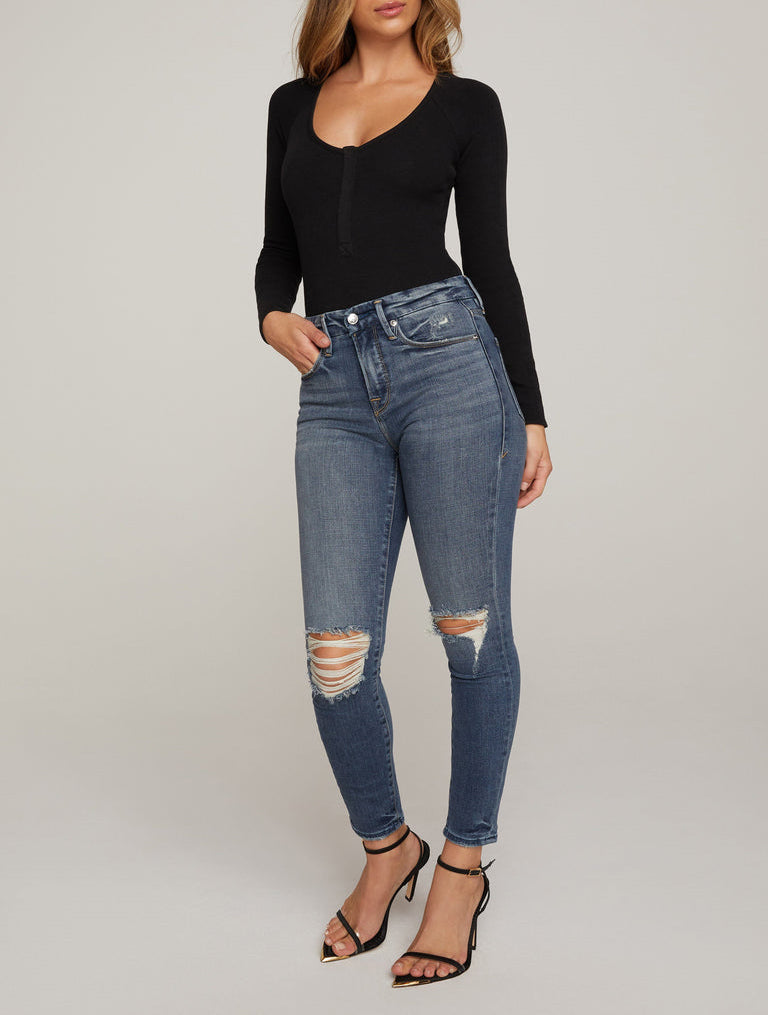 Good American Feel Good Long Sleeve Body Black