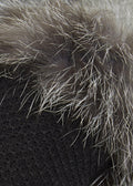 Black Stitching Detailed Gloves With Silver Fox Trim - Jessimara