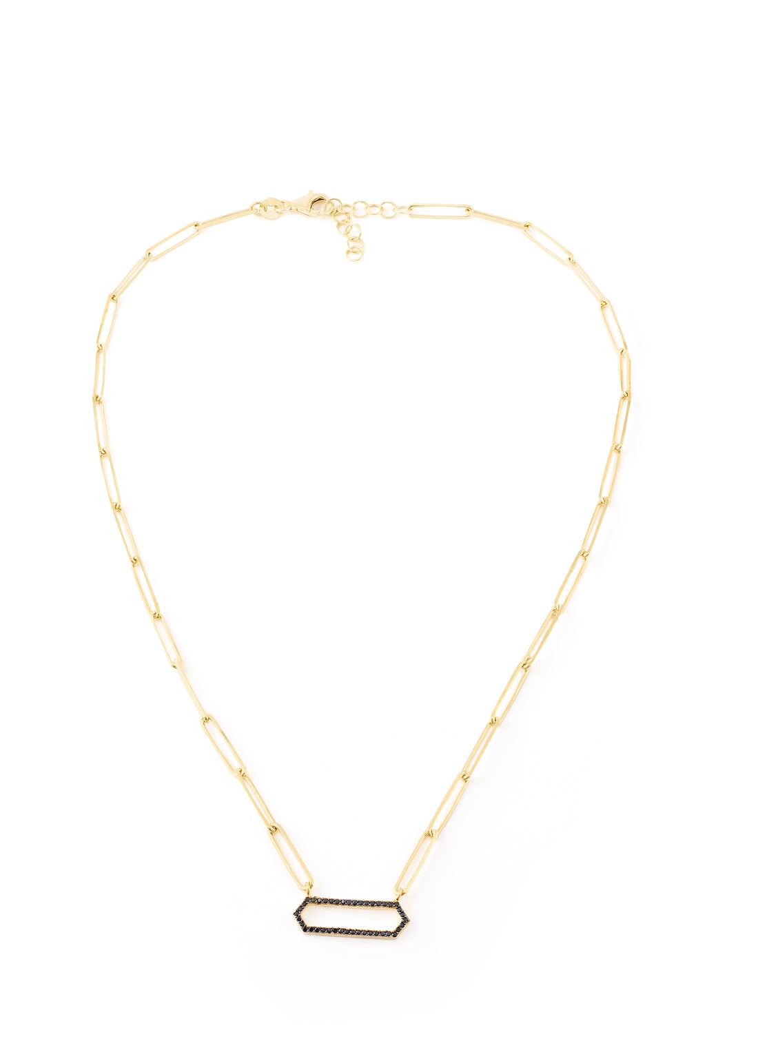 Gold Thin Rectangle Belcher with Black Pendant Chain - Jessimara