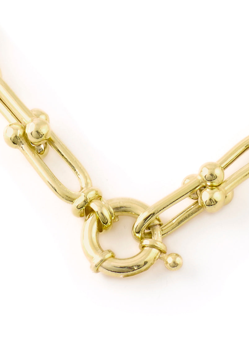 Gold Chunky Round Clasp Chain Necklace - Jessimara
