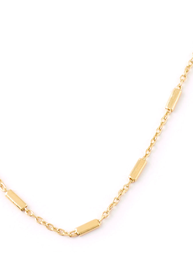 Gold Thin Rectangular Blocks Necklace - Jessimara