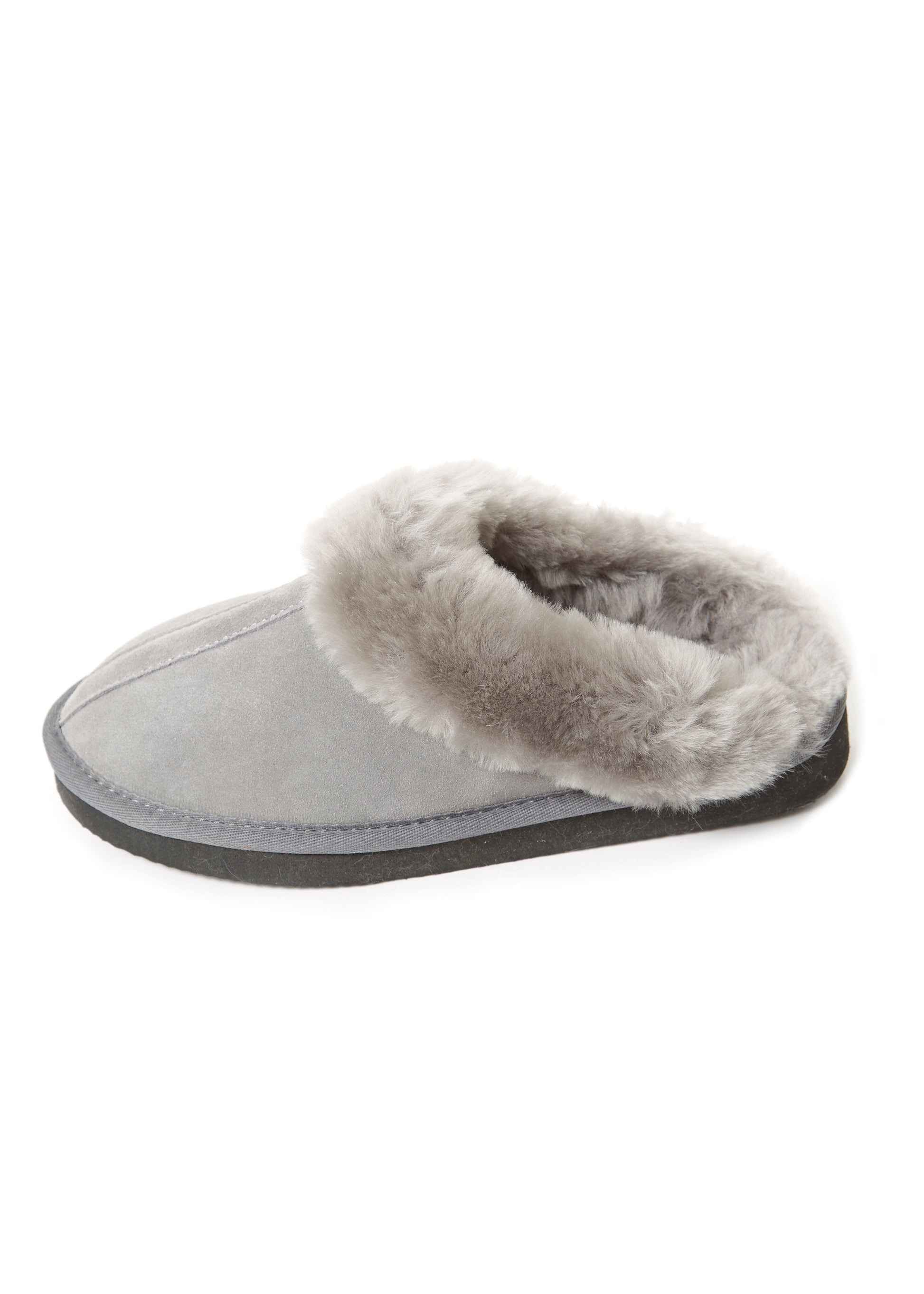 Grey on Grey Luxury Sheepskin Wedge Slippers - Jessimara