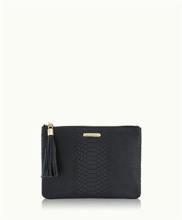 All In One Black Python Clutch - Jessimara