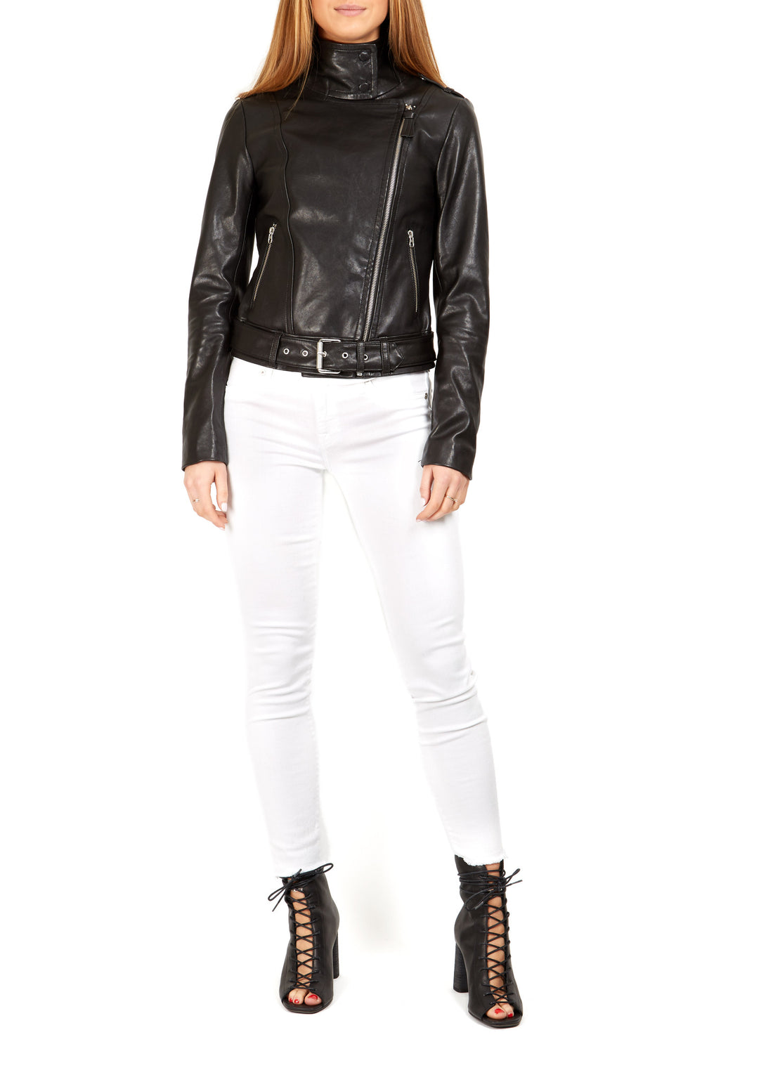 Black "Hania" Leather Biker Jacket - Jessimara