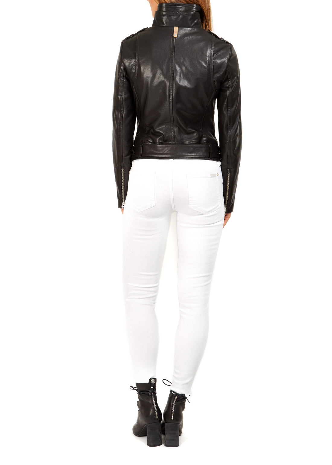 Black "Hania" Leather Biker Jacket - Jessimara