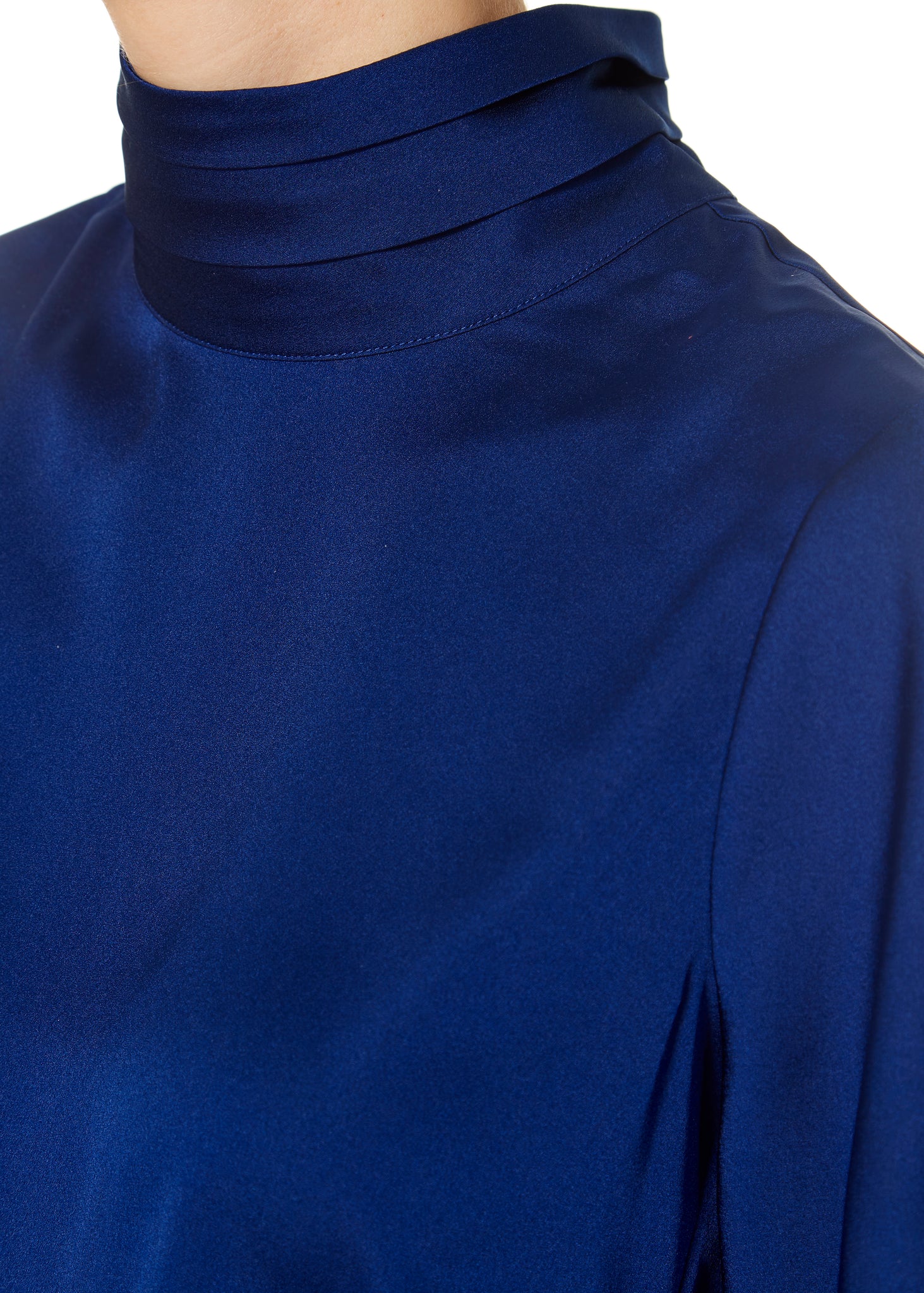 'Meet Up' Blue High Neck Top With Sleeves - Jessimara