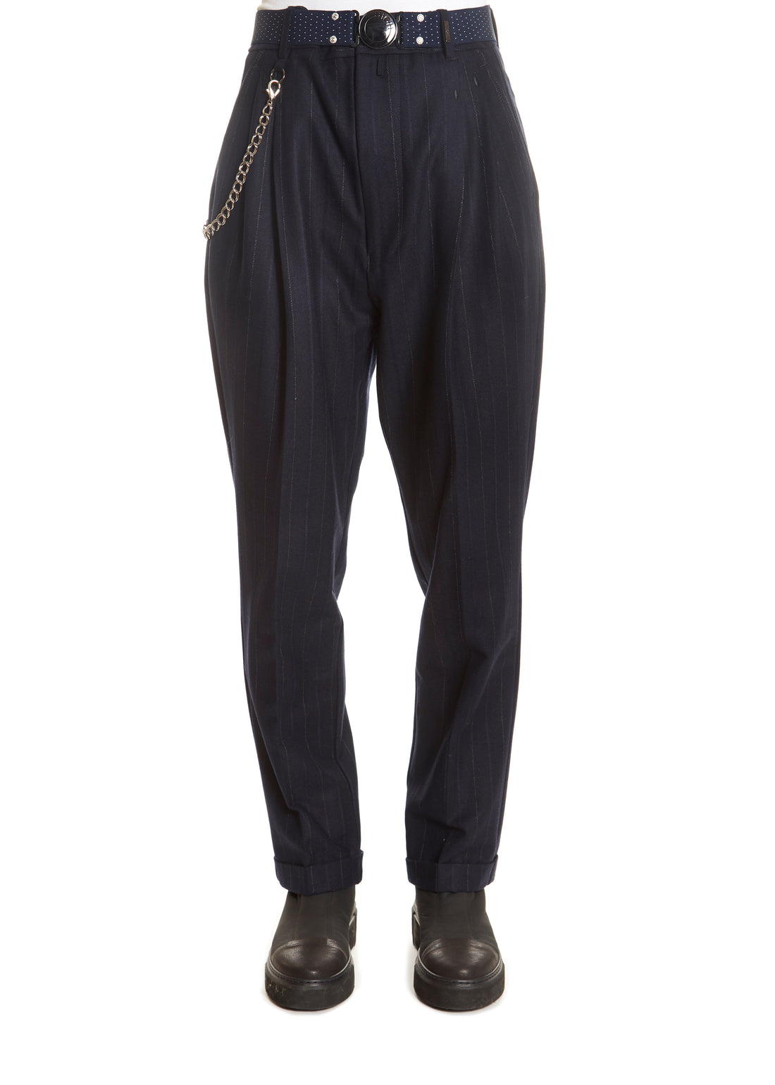 'Sneek' Navy Pinstripe Suit Pant - Jessimara