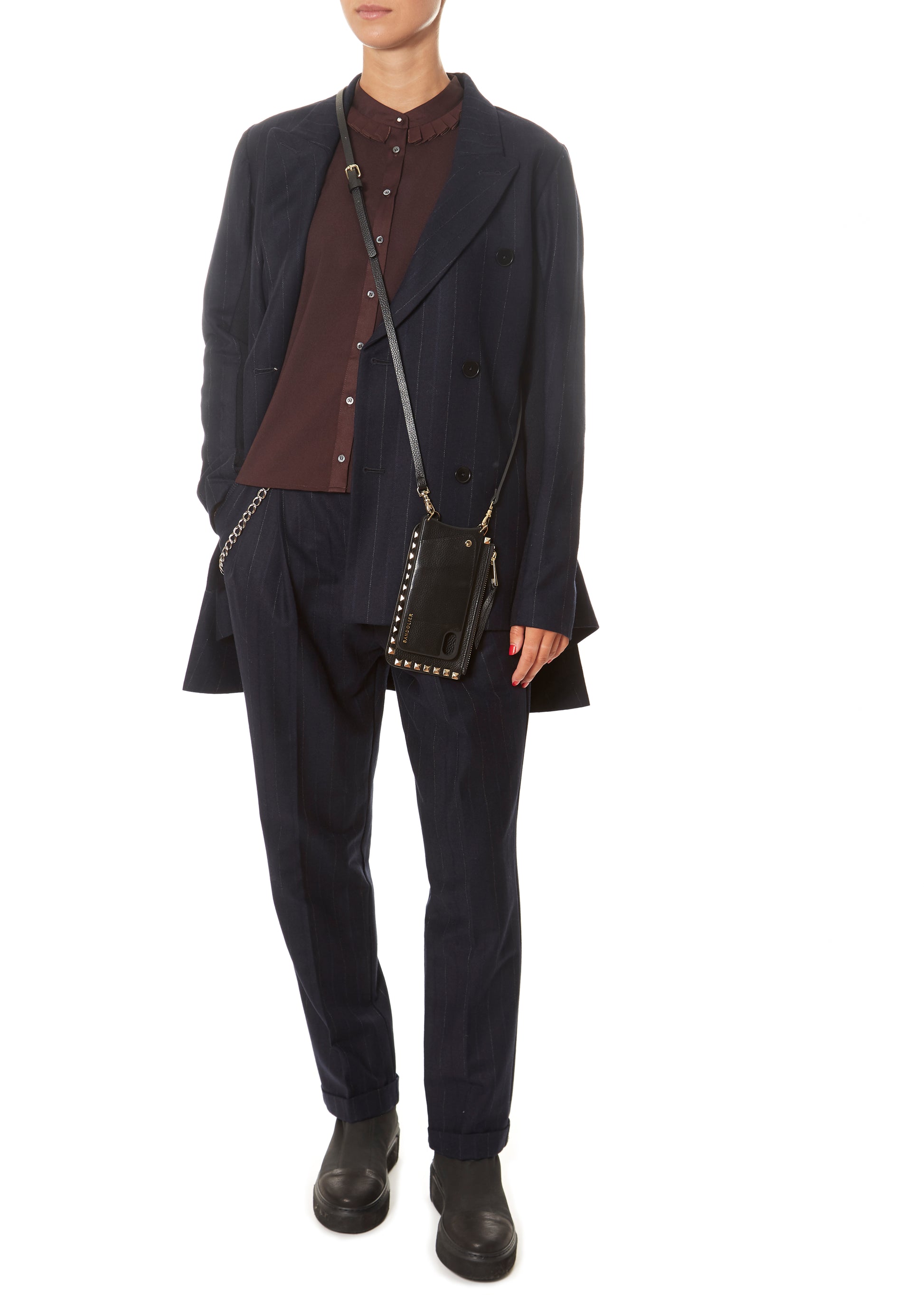 'Sneek' Navy Pinstripe Suit Pant - Jessimara