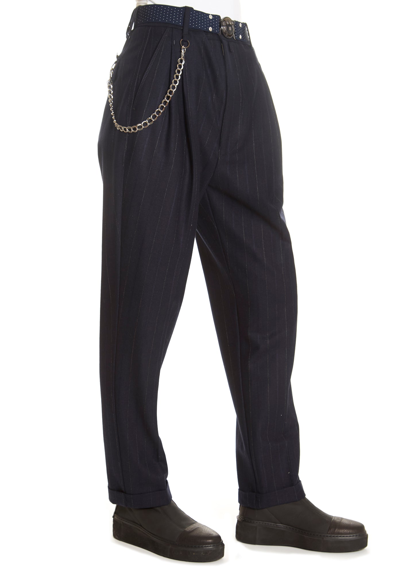 'Sneek' Navy Pinstripe Suit Pant - Jessimara