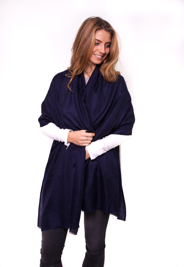 Navy Full Cashmere Scarf - Jessimara