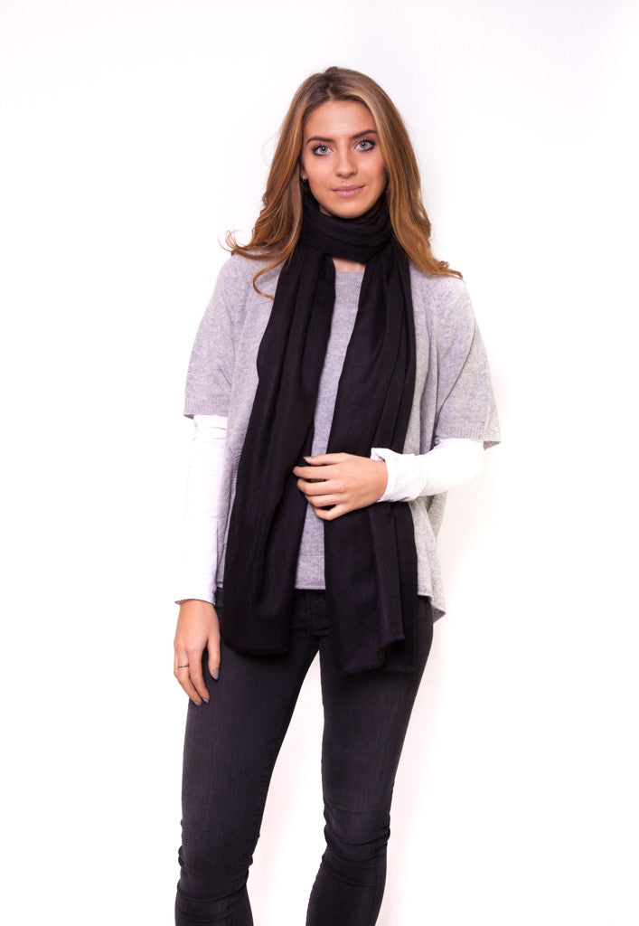 Black Full Cashmere Scarf - Jessimara