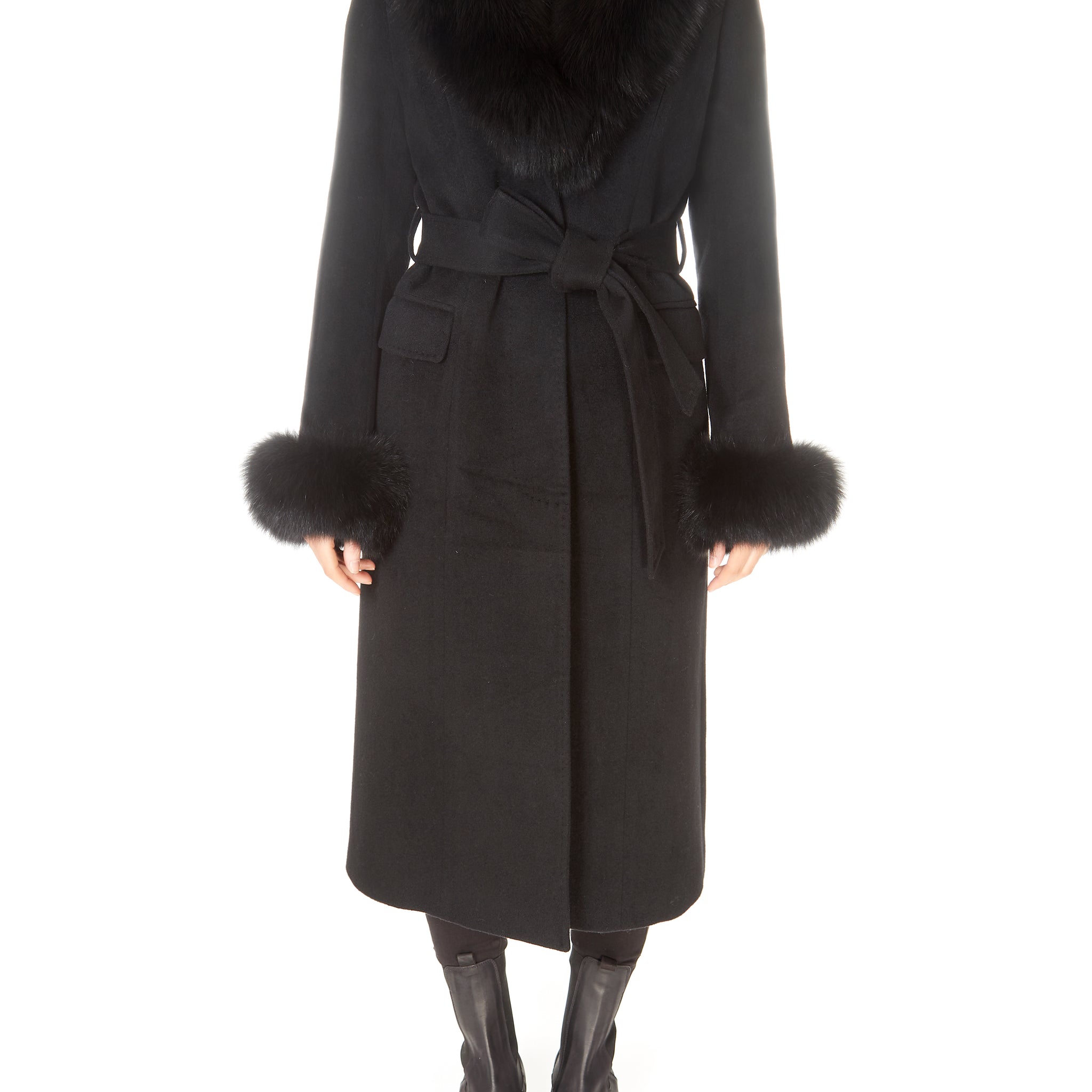 Jessimara Long Wool Blend Coat Black