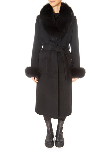 Jessimara Long Wool Blend Coat Black