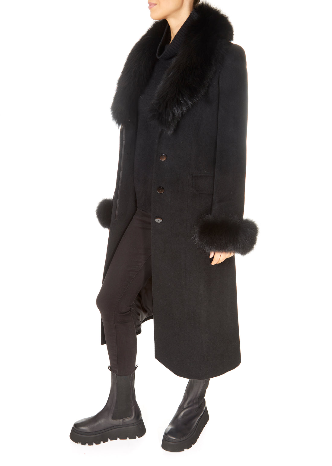 Jessimara Long Wool Blend Coat Black