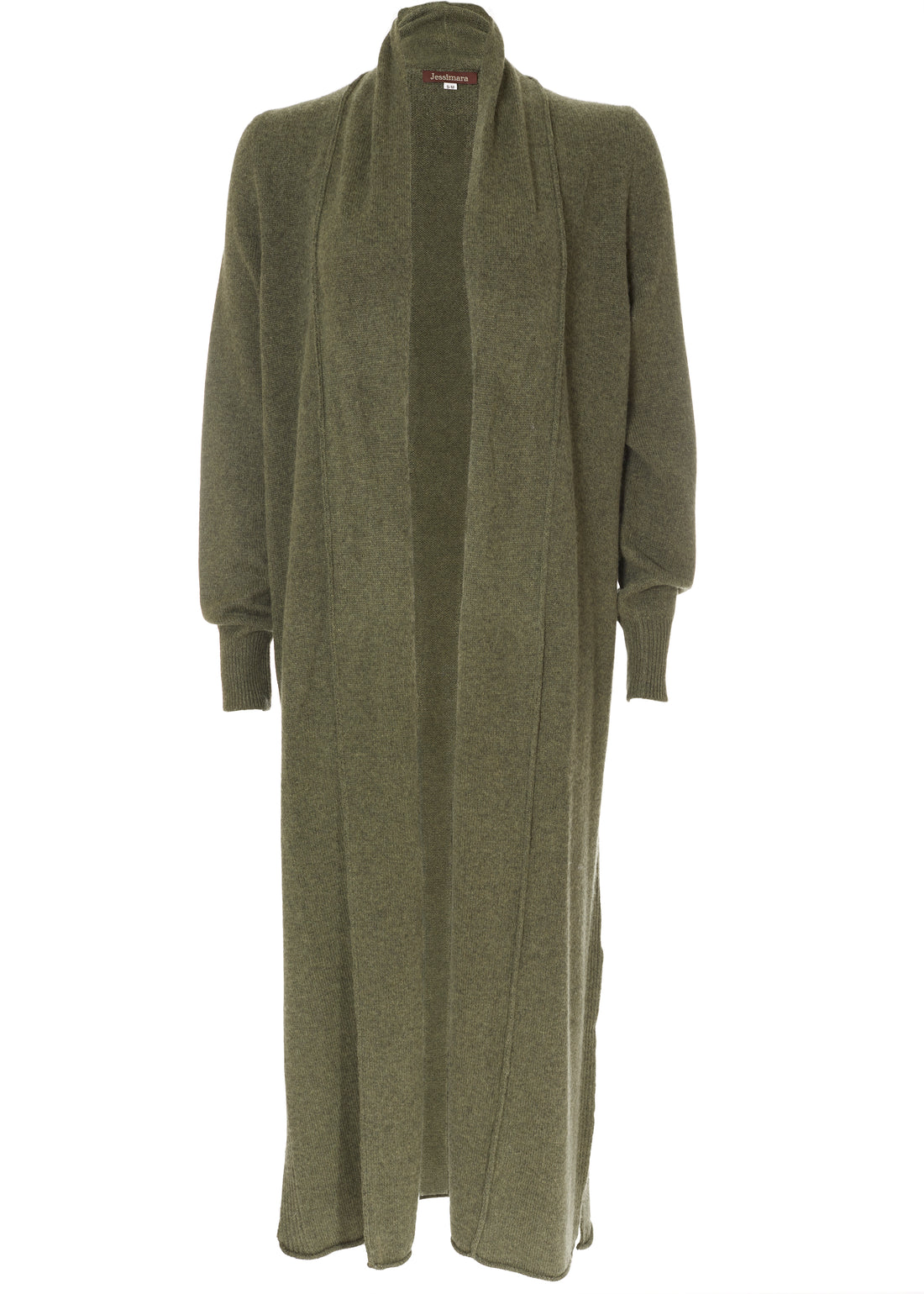 Jess Olive Wool Long Cardigan - Jessimara