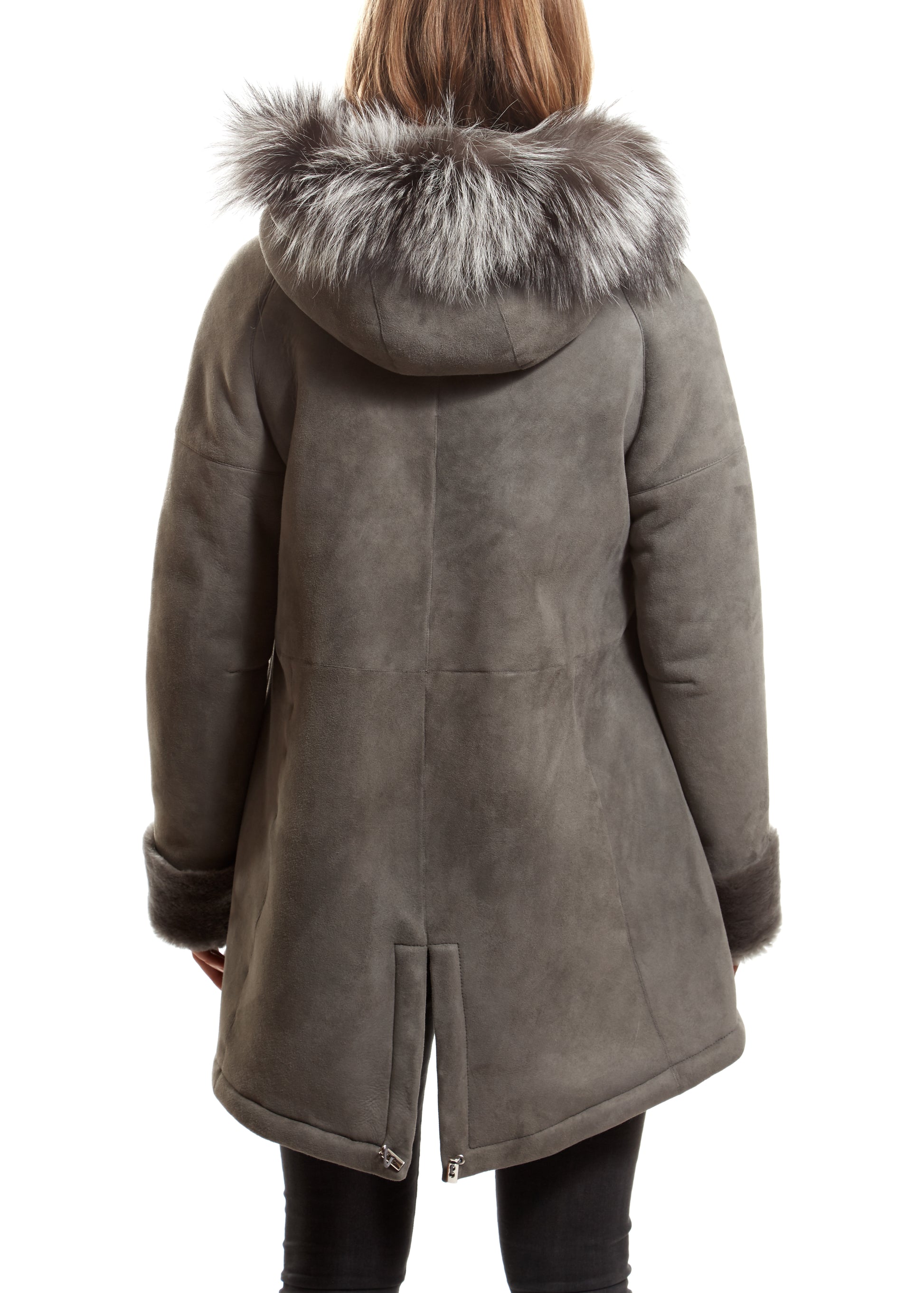 Light Grey Sheepskin Duffle Coat - Jessimara