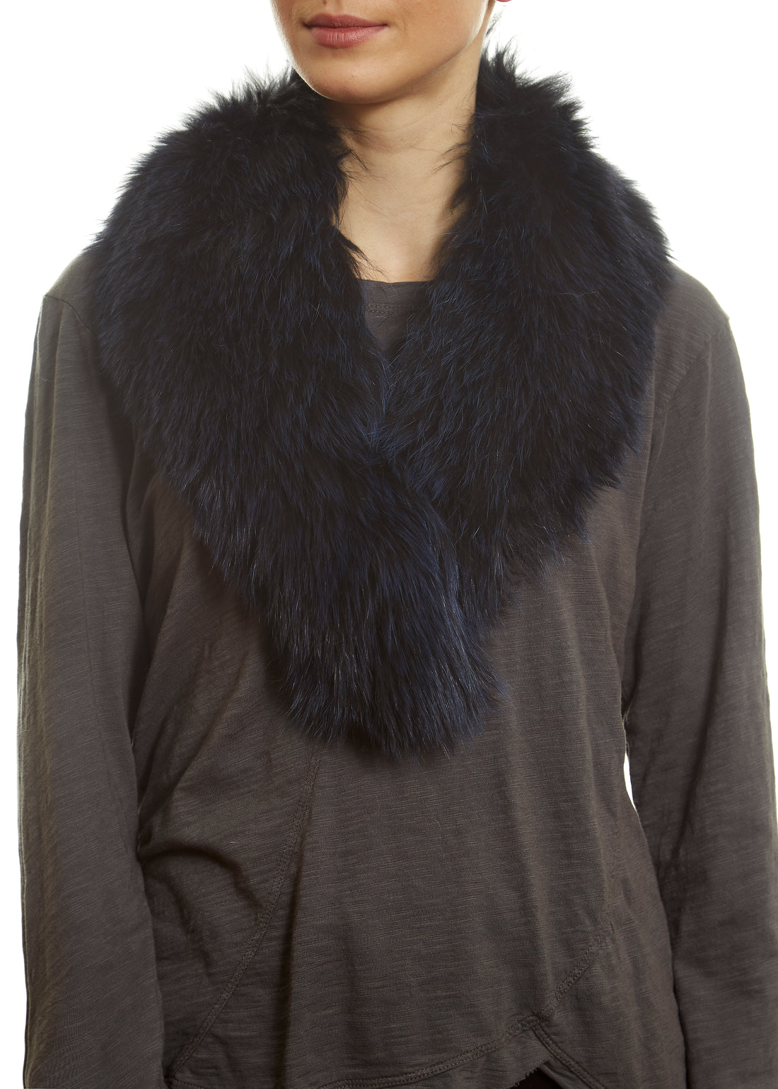 Navy Blue Genuine Fox Fur Collar - Jessimara