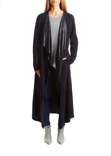 Navy Suede Long Coat - Jessimara