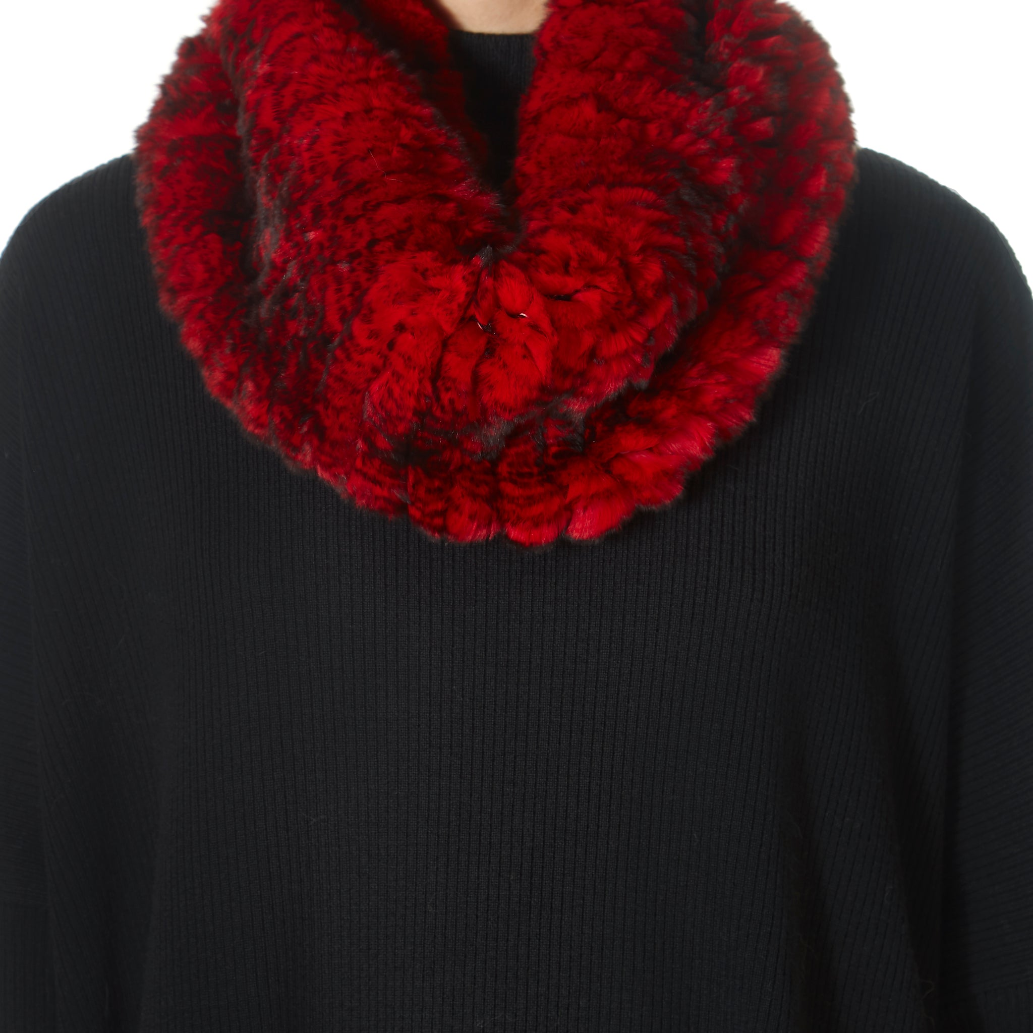 Red Snowtop Knitted Rabbit Single Snood Scarf - Jessimara