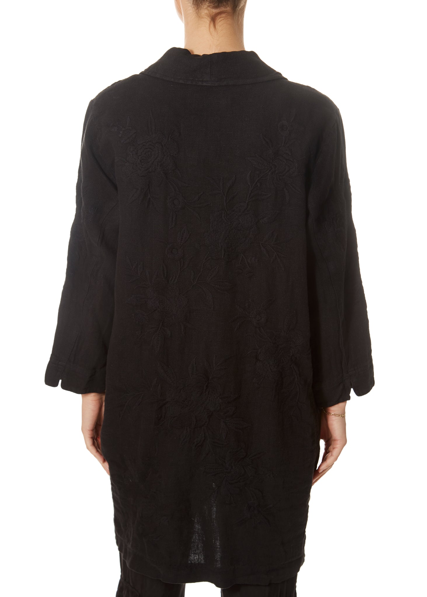 'Sadie' Heavy Black Linen Coat - Jessimara