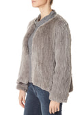 Light Grey Asymmetric Knitted Rex Rabbit Jacket - Jessimara