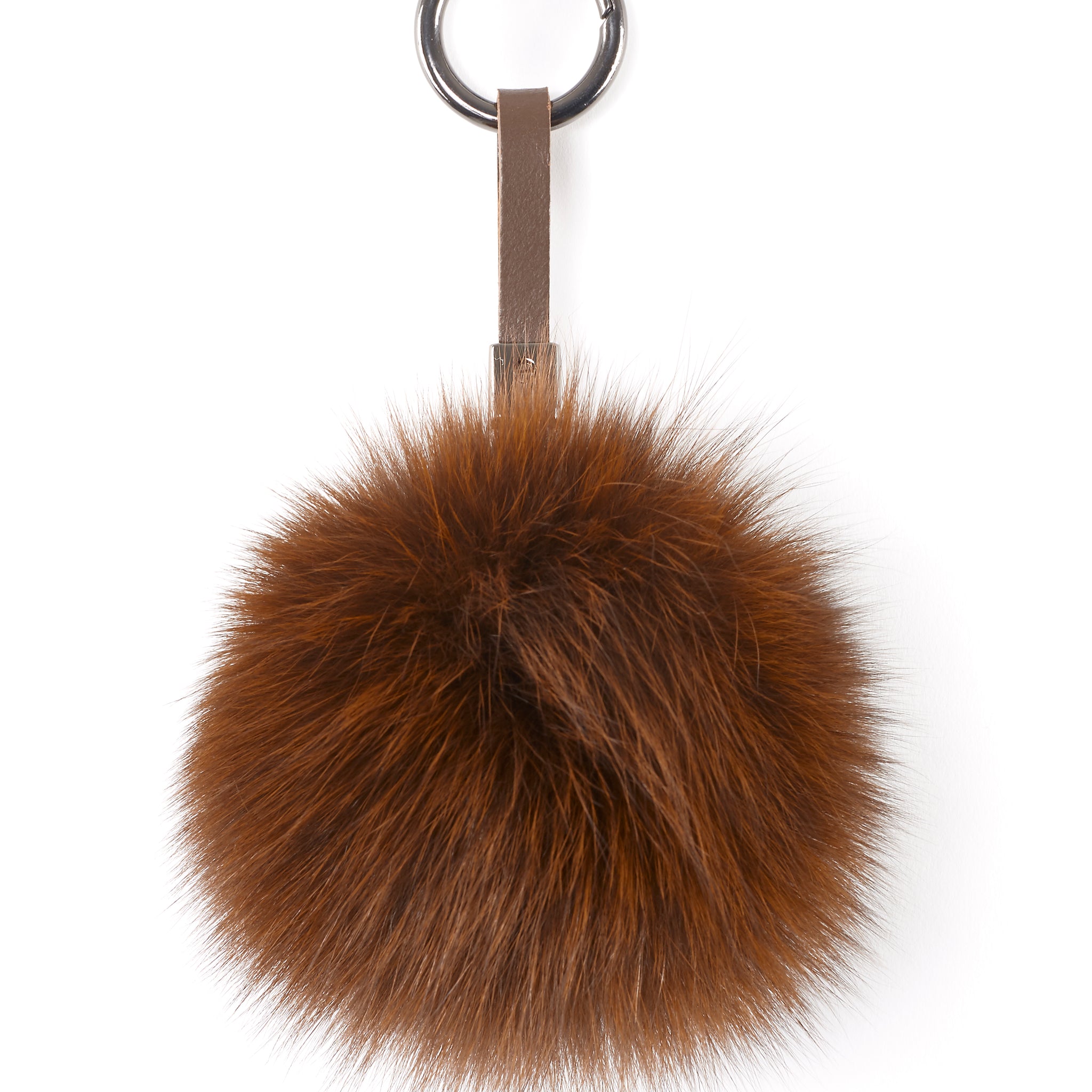 Brown Fox Fur Pom Keychain - Jessimara