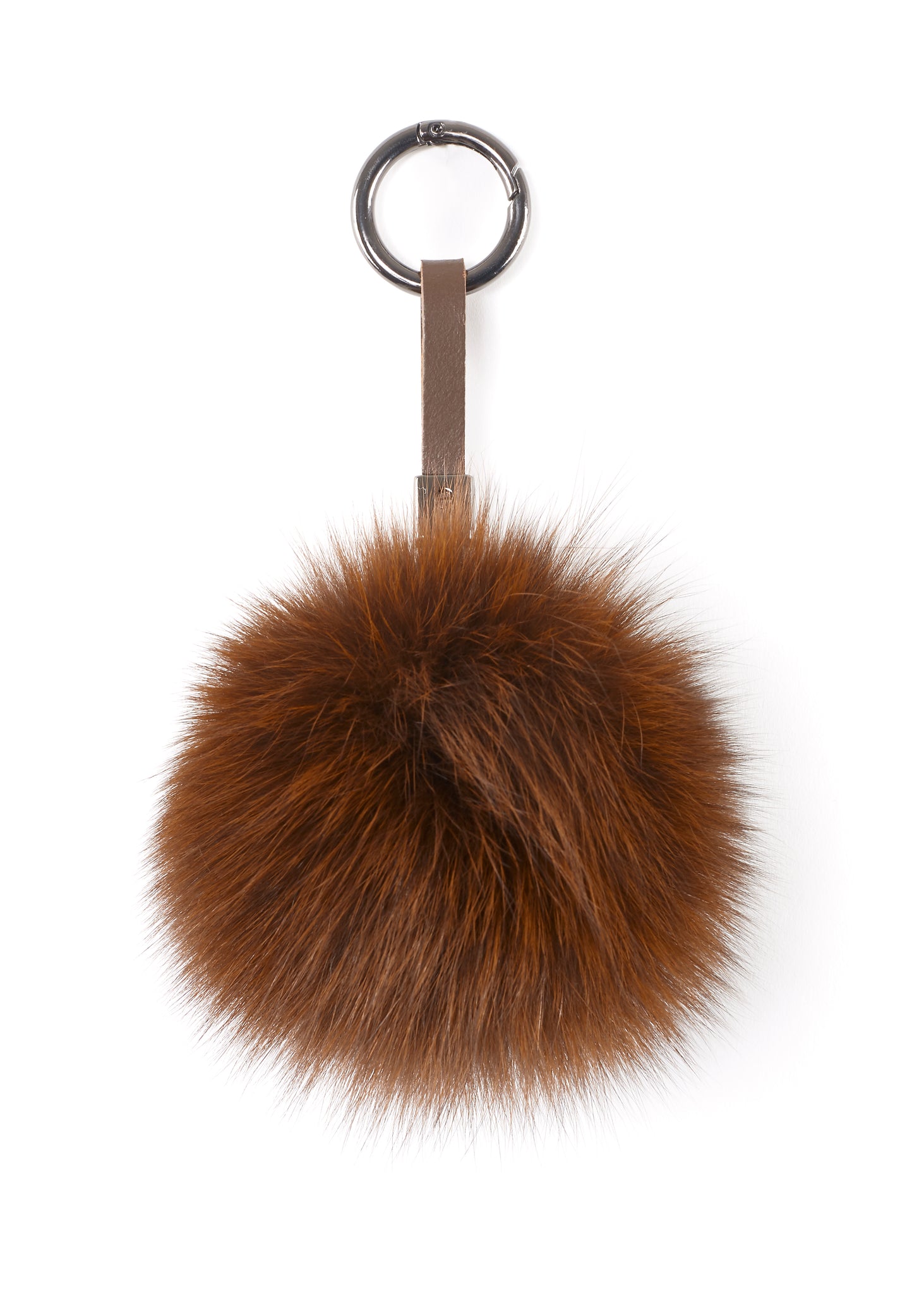 Brown Fox Fur Pom Keychain - Jessimara