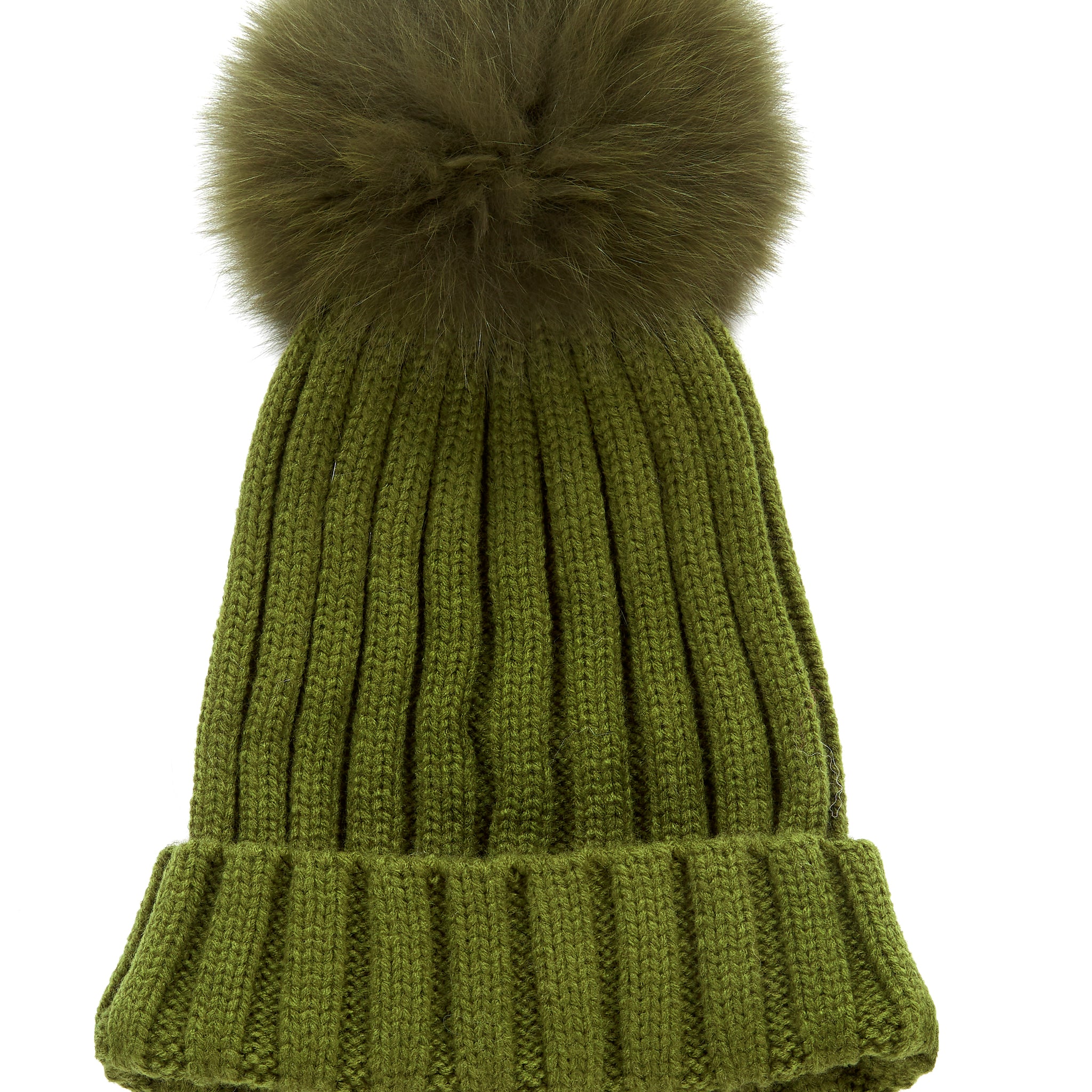 Fur5Eight Khaki Fur Pom Hat﻿