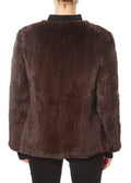 Brown Asymmetric Knitted Rex Rabbit Jacket - Jessimara