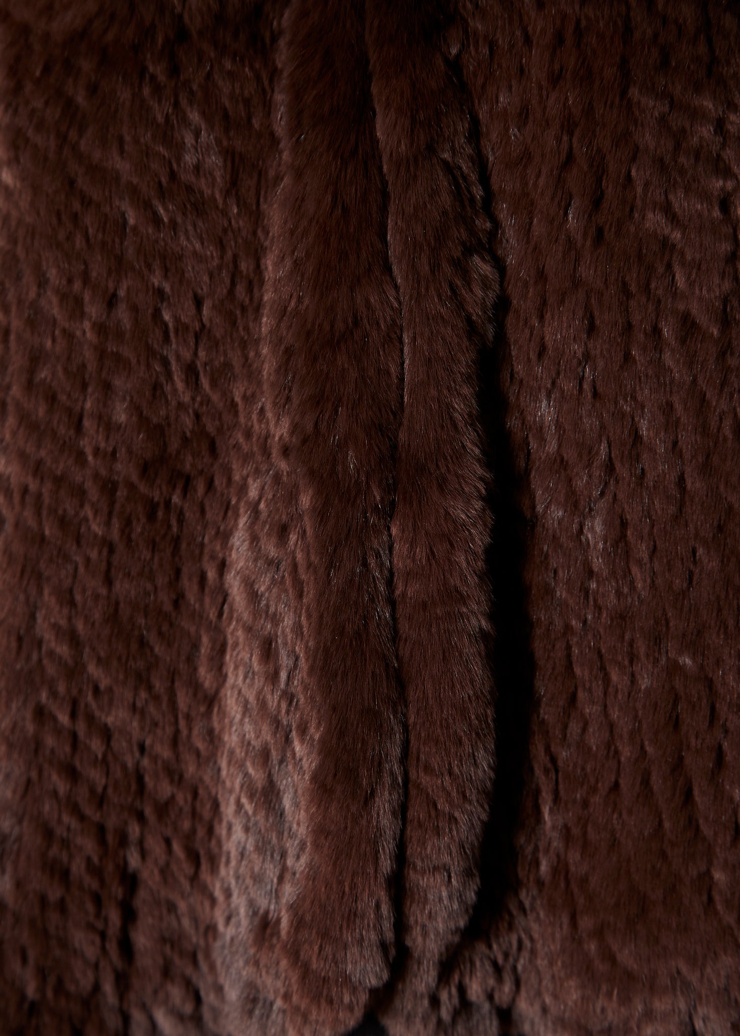 Brown Asymmetric Knitted Rex Rabbit Jacket - Jessimara