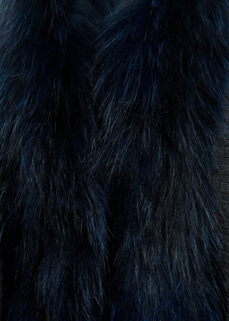Navy Blue Fox Open Luxury Fur Scarf - Jessimara