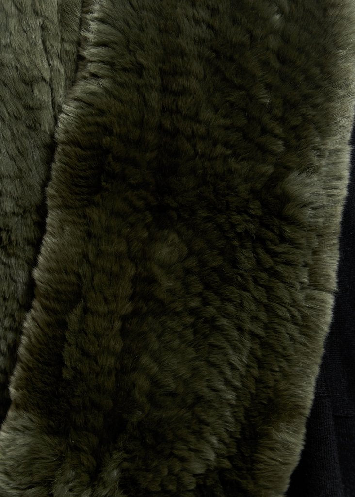 Green Knitted Rabbit Double Snood With Fur Trim - Jessimara