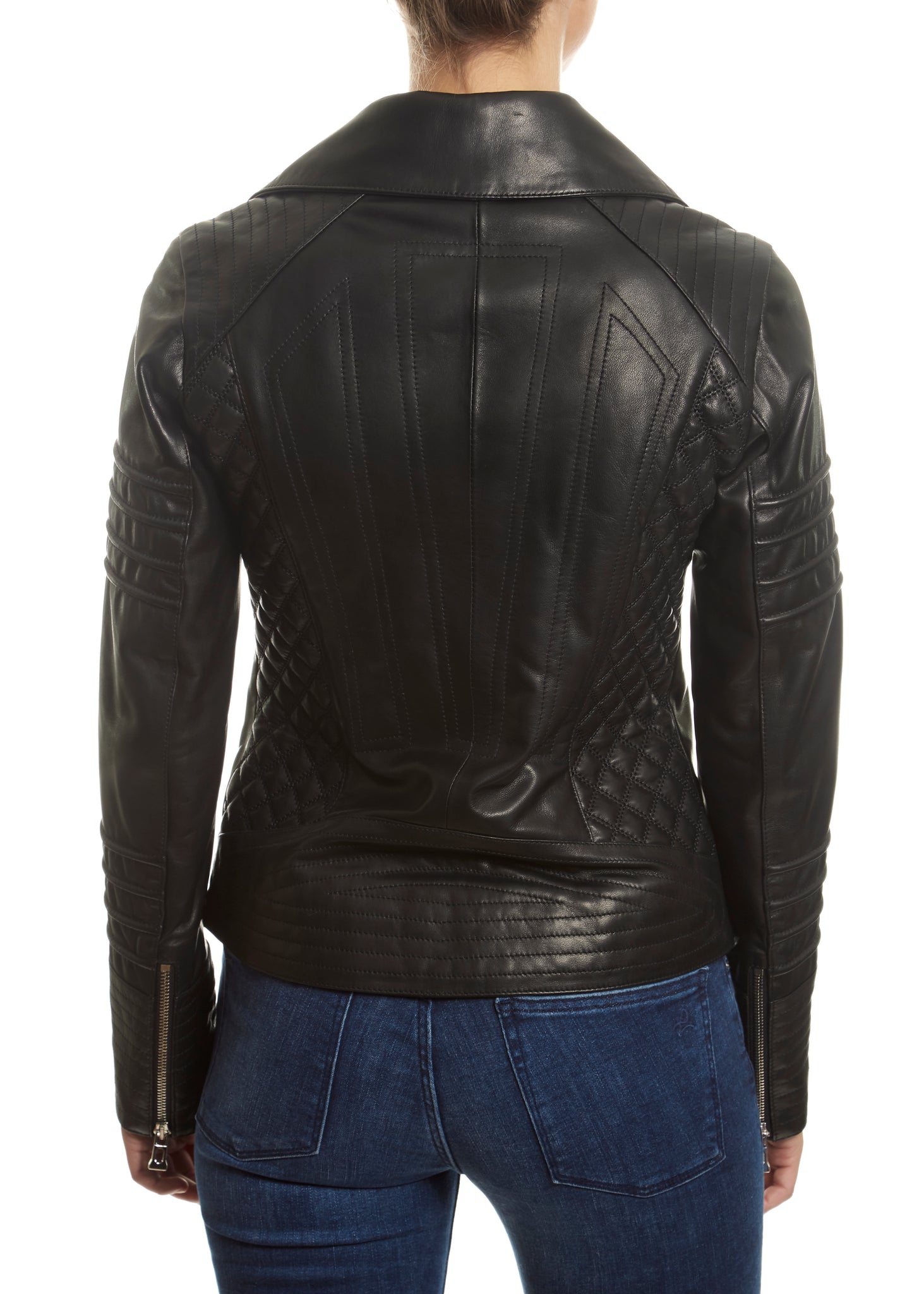 Black 'Quilted' Leather Jacket - Jessimara