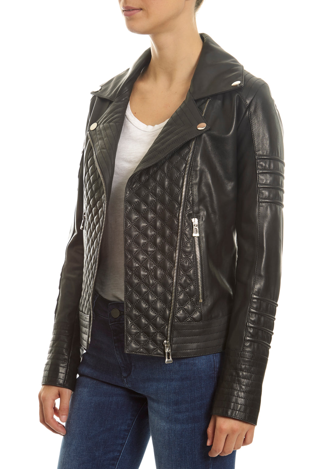 Black 'Quilted' Leather Jacket - Jessimara