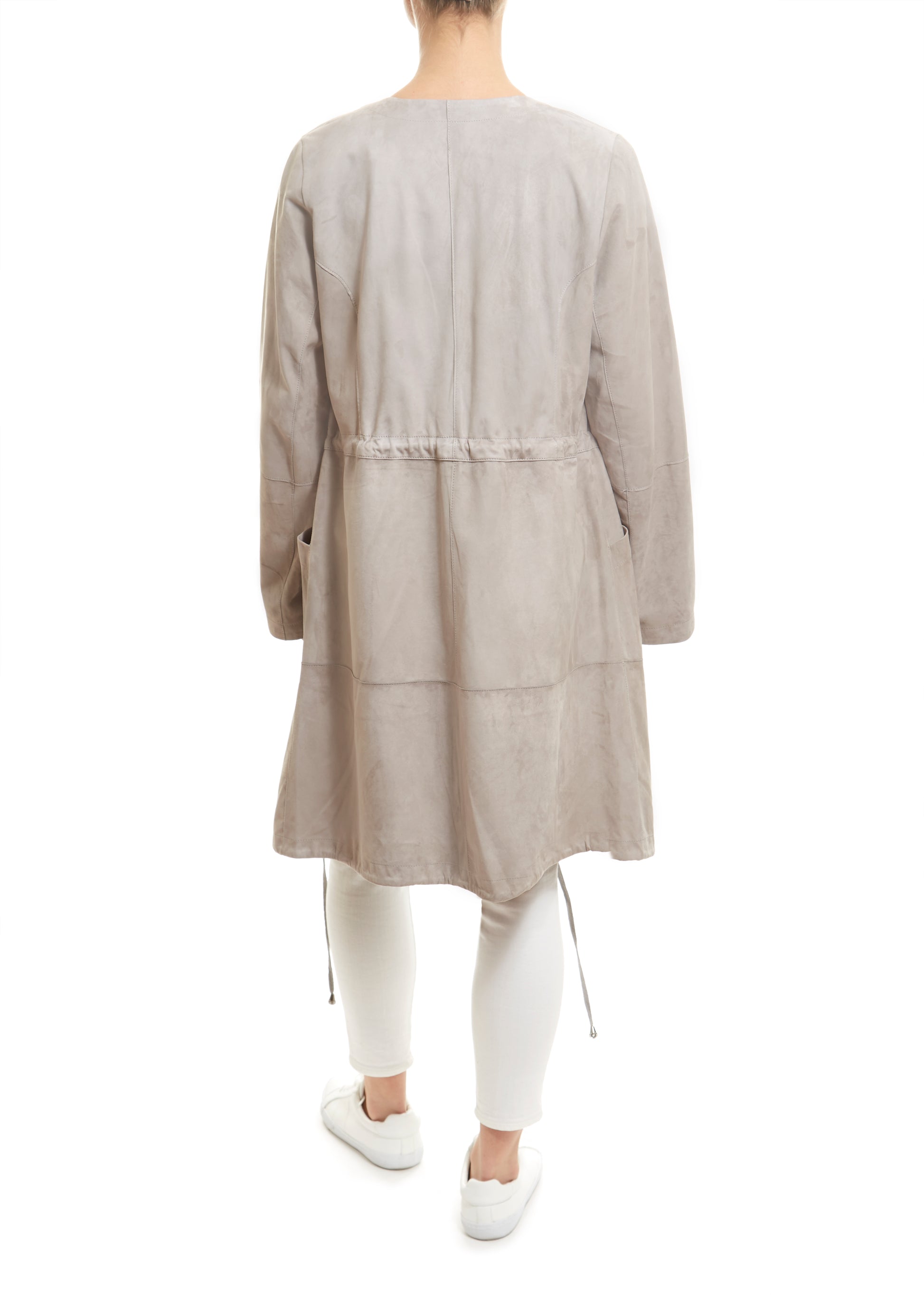 Long Light Grey Suede Coat - Jessimara