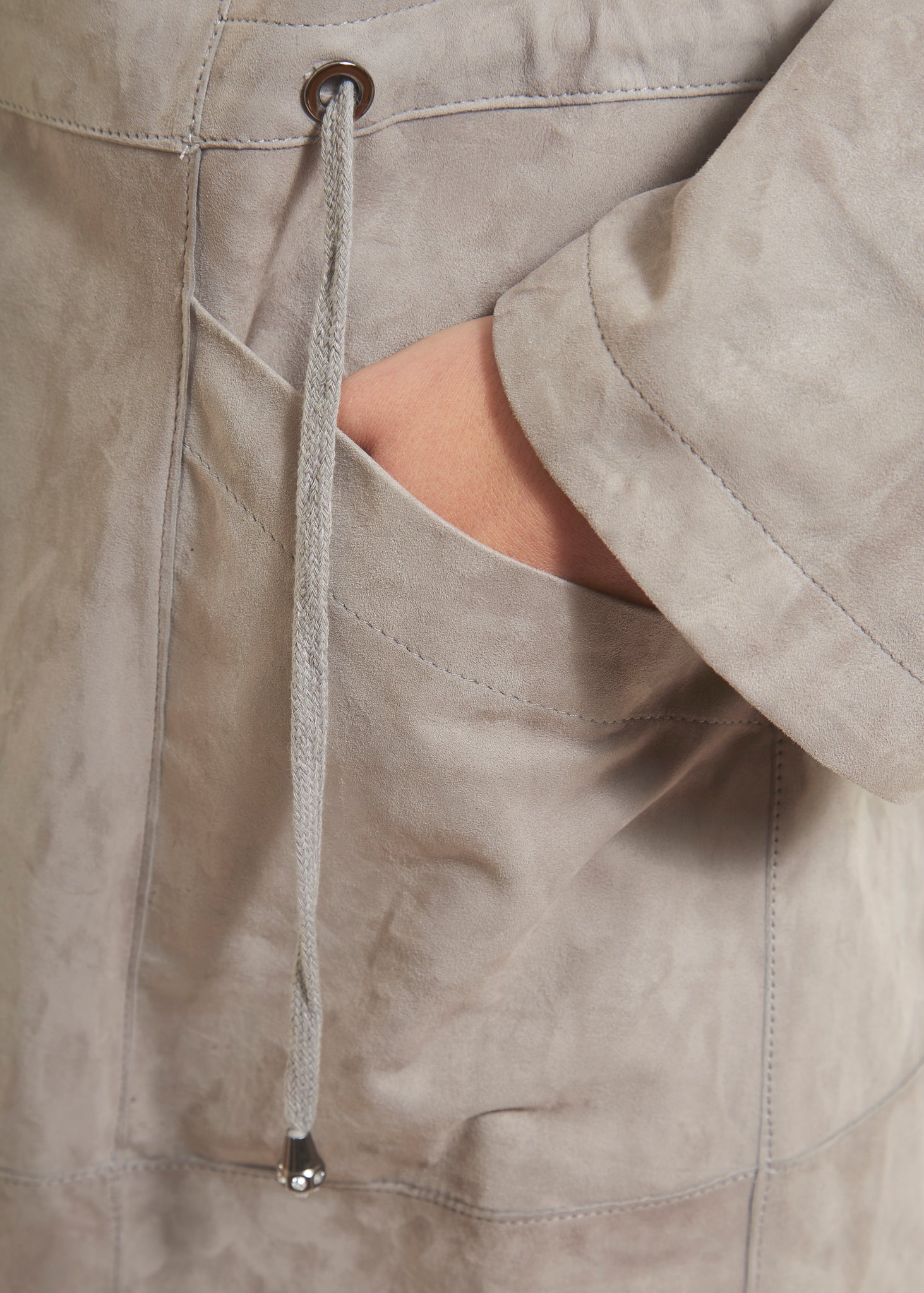 Long Light Grey Suede Coat - Jessimara