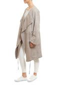 Long Light Grey Suede Coat - Jessimara