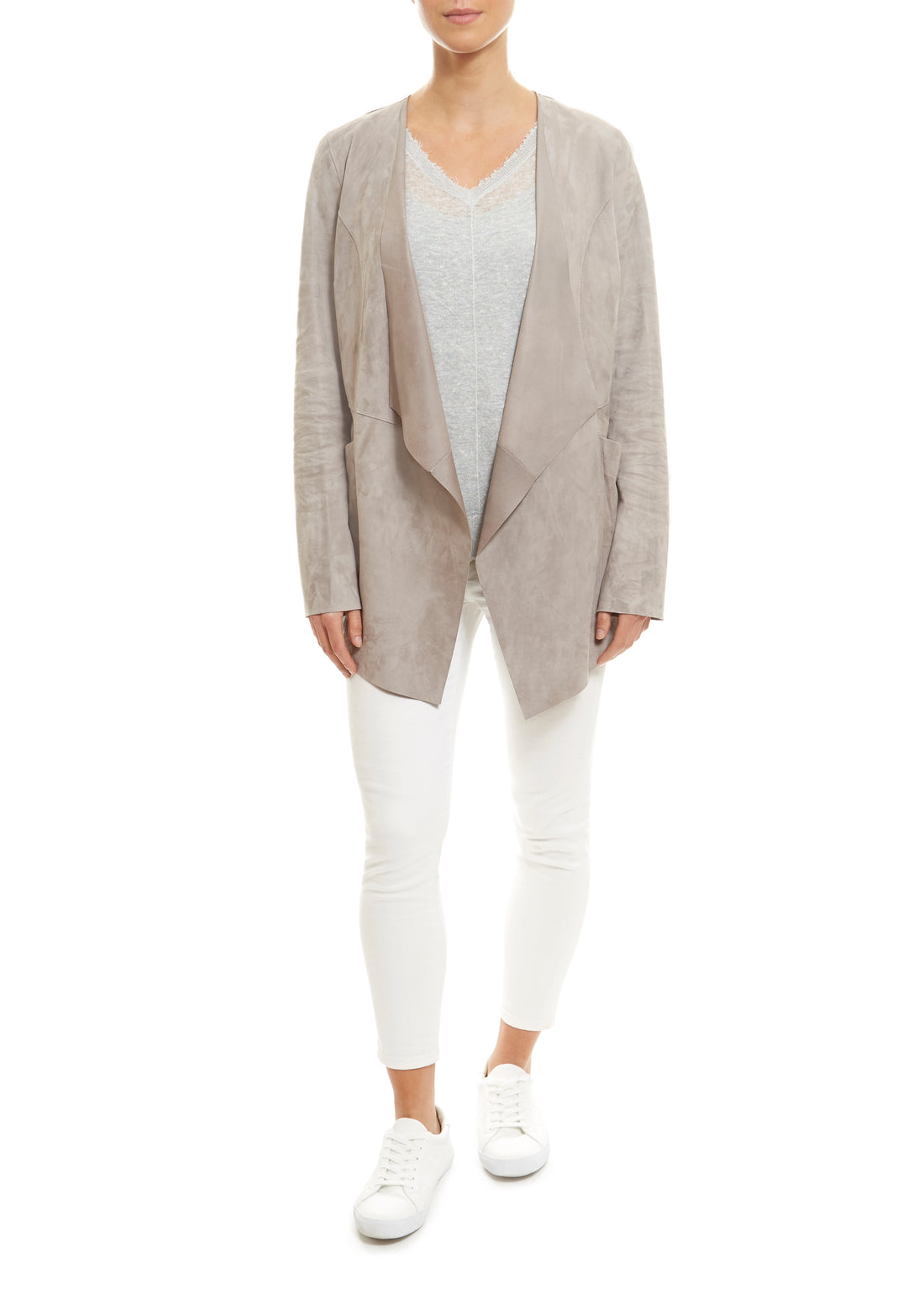 Light Grey Short Suede Jacket - Jessimara