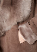 Loose New Taupe Shawl Collar Sheepskin Coat - Jessimara