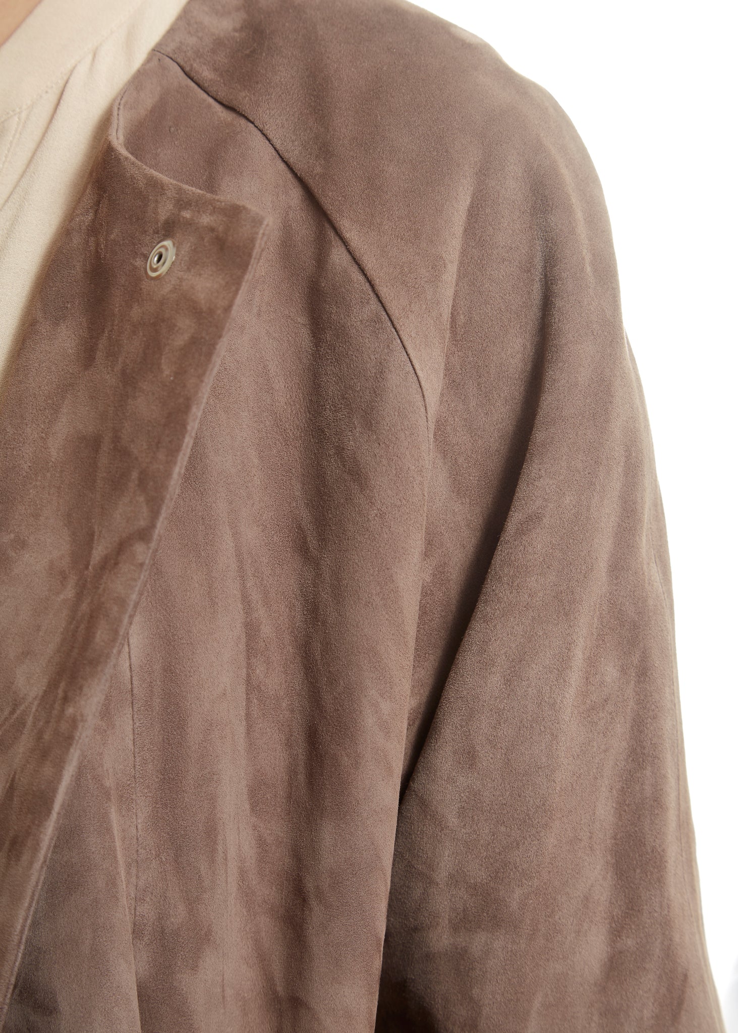 Long Taupe Suede Belted Coat - Jessimara