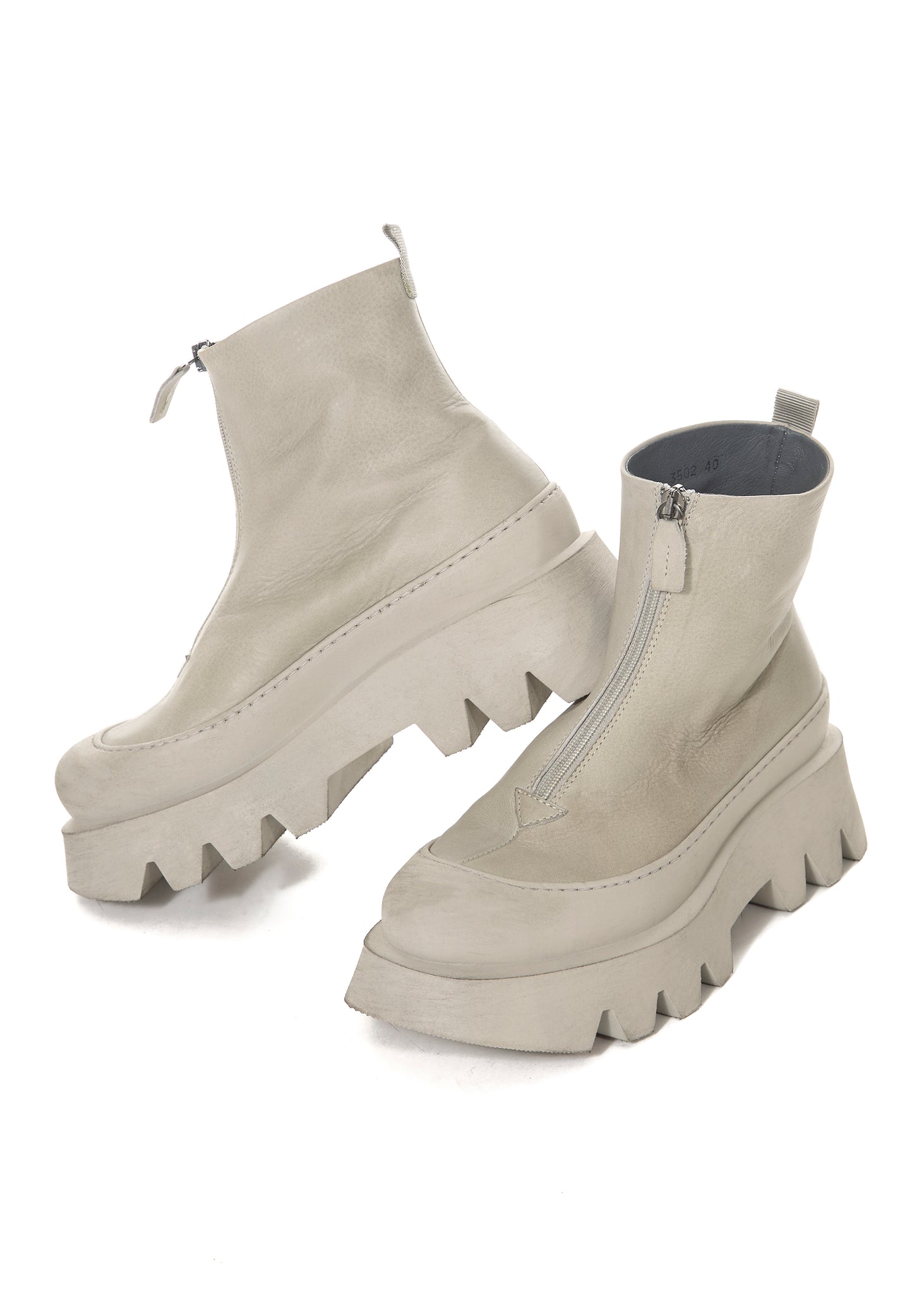 Light Grey Zip Front Boots