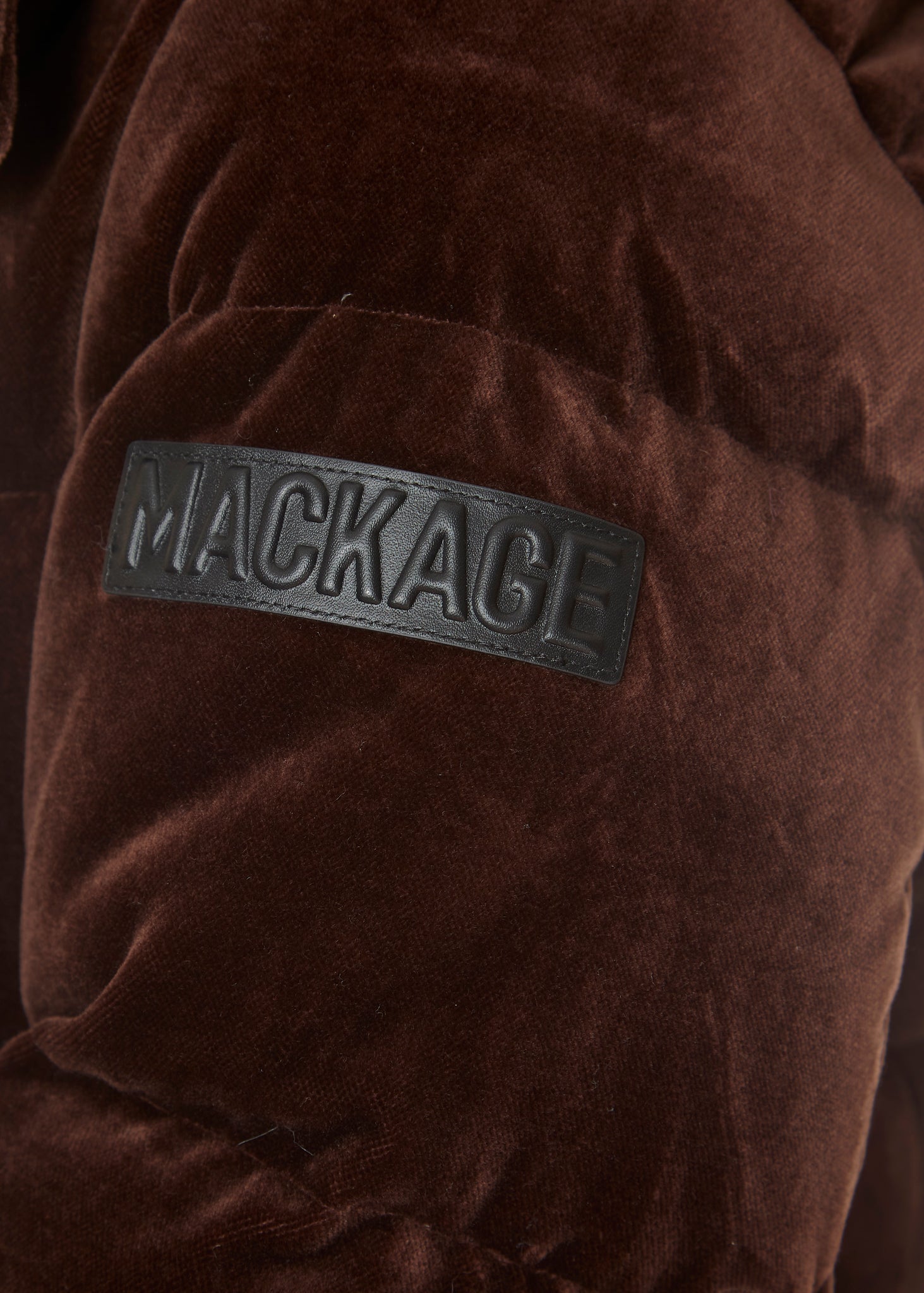Mackage Madalyn Velvet Down Short Puffer Jacket Coffee