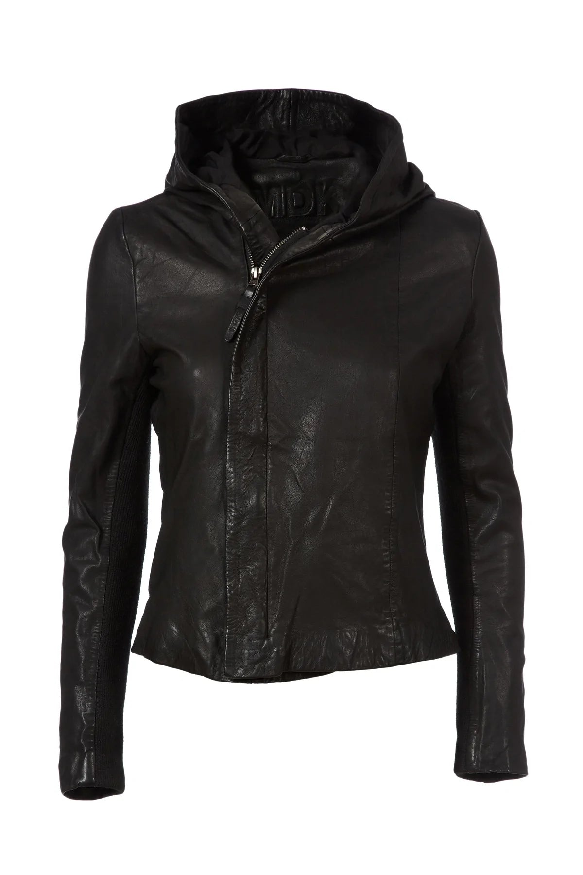 MDK Stine Hooded Leather Jacket Black