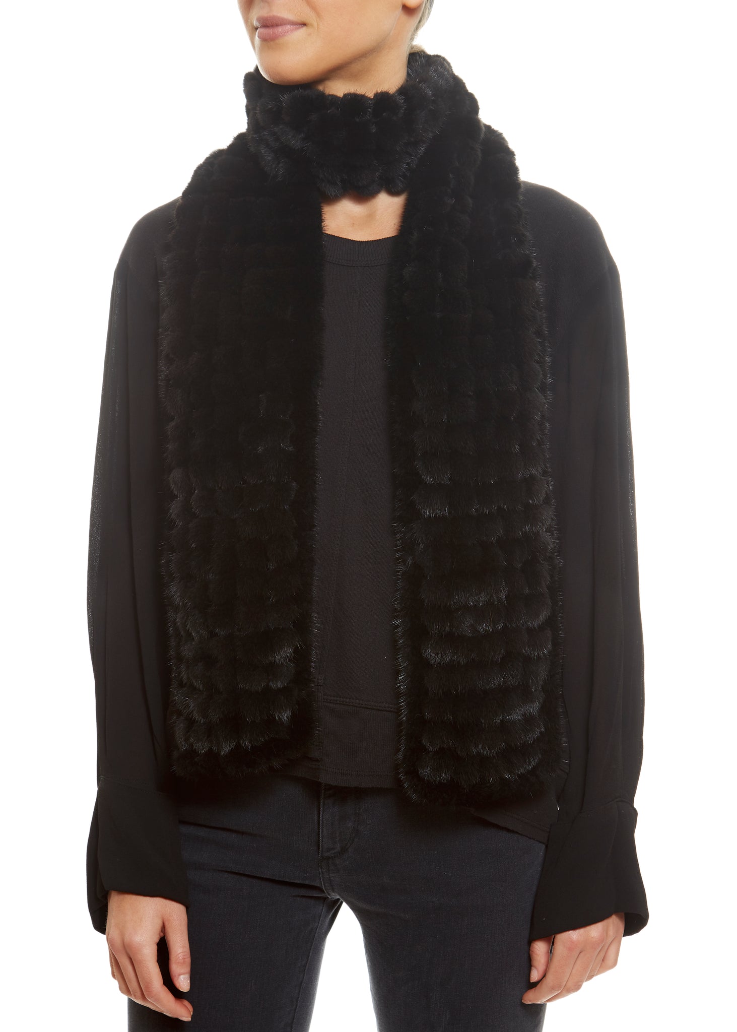 Knitted Mink Bobble Open Luxury Fur Scarf - Jessimara