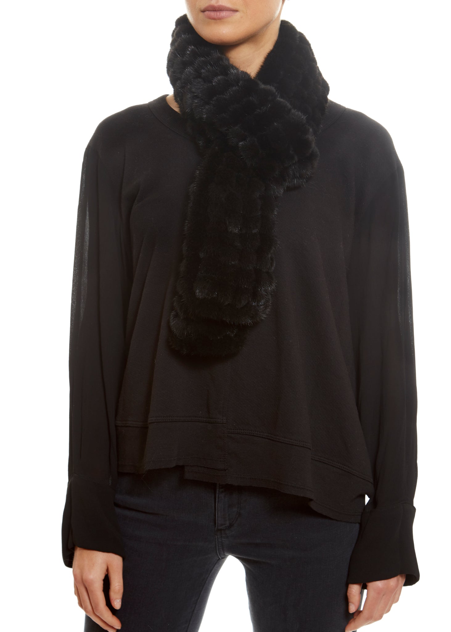 Knitted Mink Bobble Open Luxury Fur Scarf - Jessimara