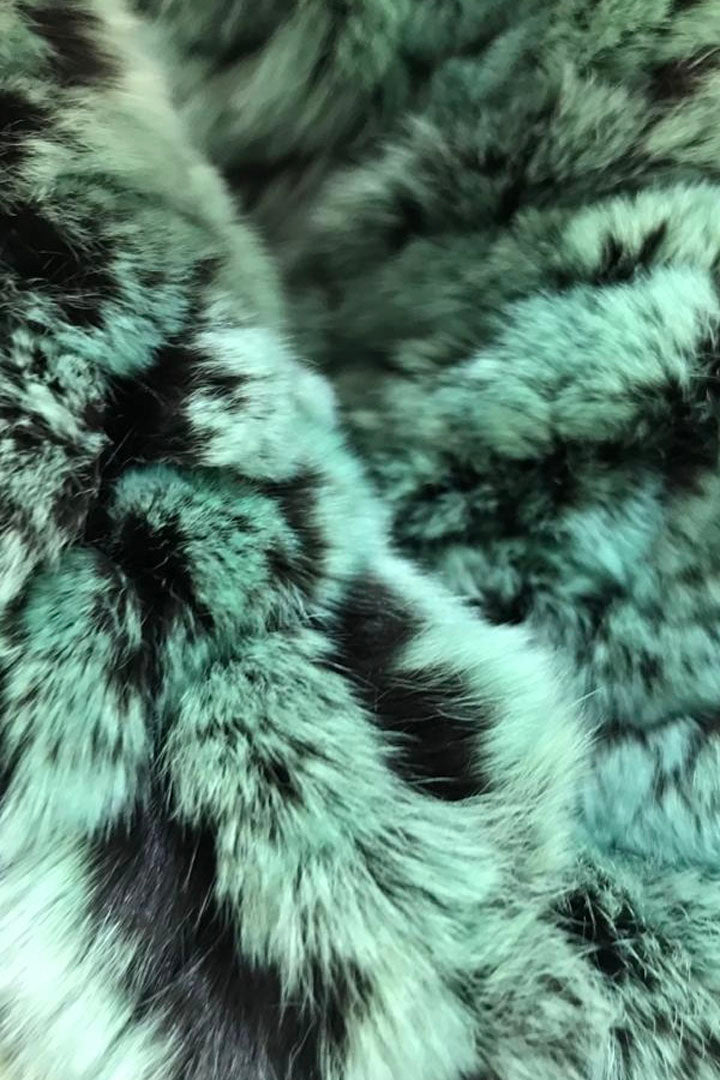 Mint Green Snowtop Knitted Real Rex Rabbit Fur Single Snood Scarf - Jessimara