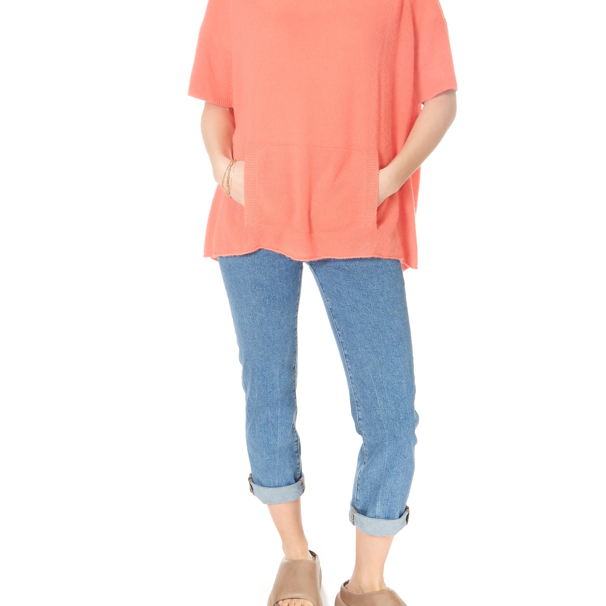 Alyn Papaya Short Sleeve Cashmere Sweater