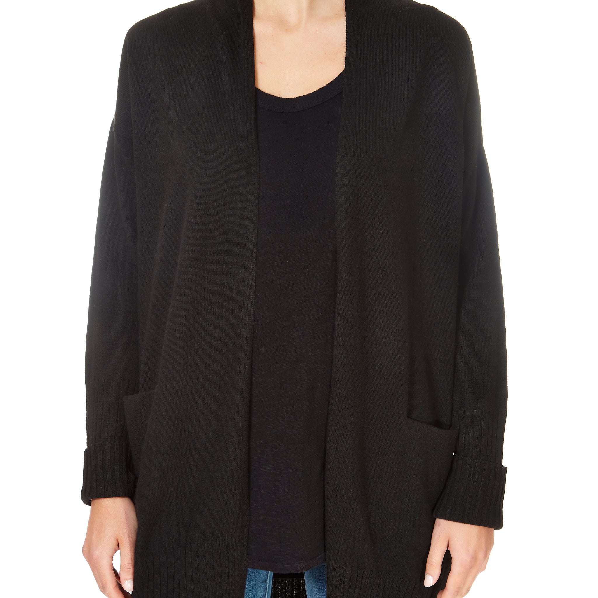 'Dominic' Black Wool Cashmere Blend Cardigan - Jessimara