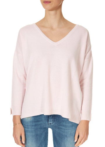 Long 'Moon' Baby Pink Cashmere Sweater - Jessimara