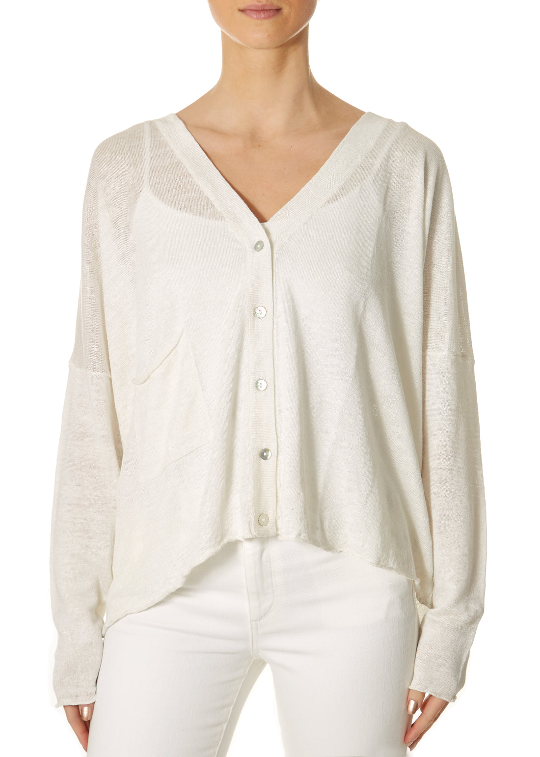 'Luna' Natural V Neck Boxy Cardigan - Jessimara